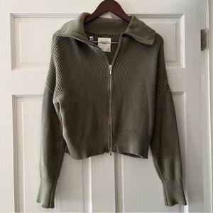 Abercrombie & Fitch Olive Green Zip-up Cardigan Size Small